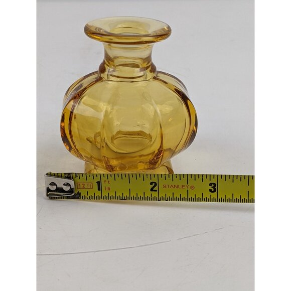 Vintage MCM Amber Gold Glass Perfume Bottle With Stopper, 4" tall - Picture 11 of 12